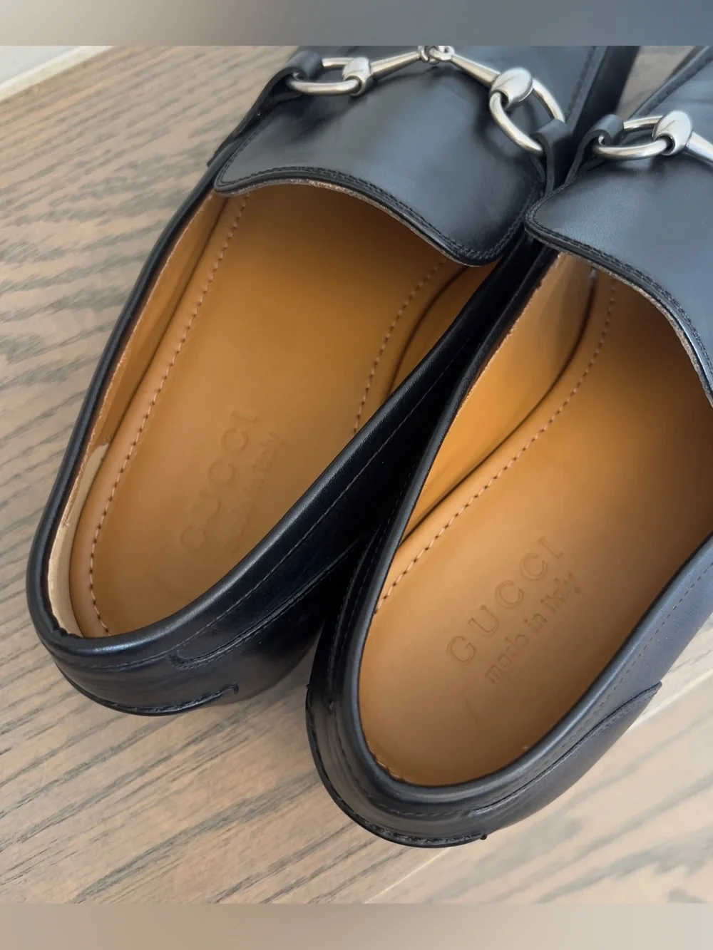 Gucci Men's Jordaan Moccasin Leather Bit Loafers in Black NWOB